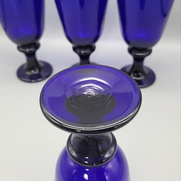 Set of 4 Flare Cobalt Blue Libbey Glass Company Cobalt Blue Glass Water Goblet - Picture 5 of 7